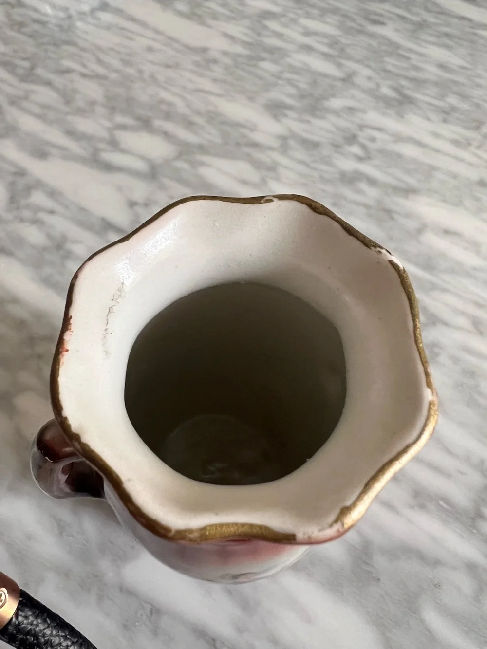 Czech Hand-Painted Brown Porcelain Double-Handled Vase
